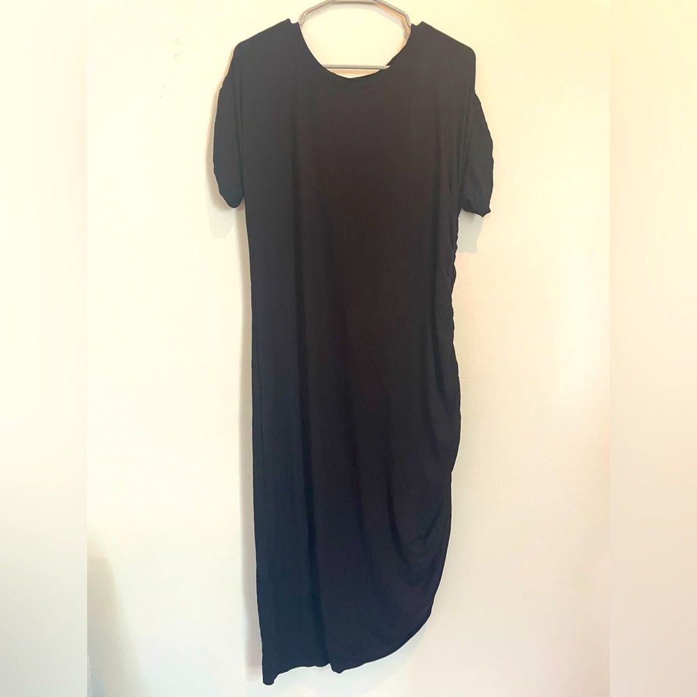 Cato Black Ruched Sleeve Sheath Dress